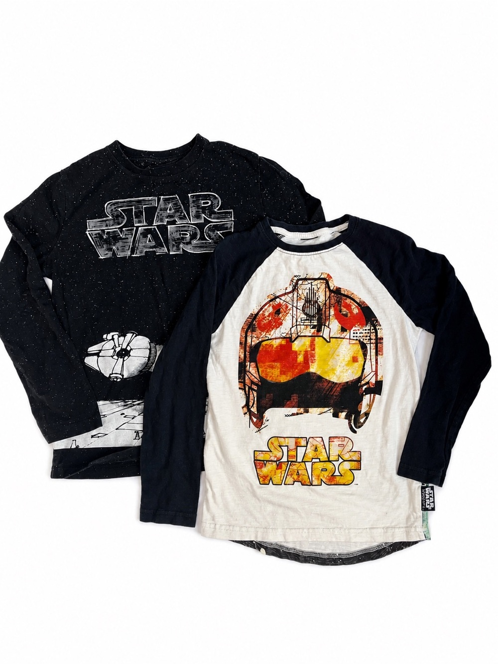 Star Wars Boys' Long Sleeve Graphic Tees - Black & White size medium 8/10
